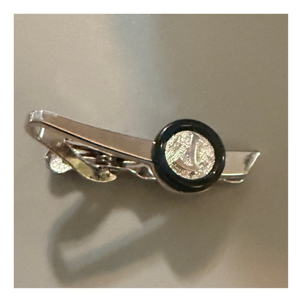 Vintage SWANK Silver and Black Tie Clip, 1.25” Long